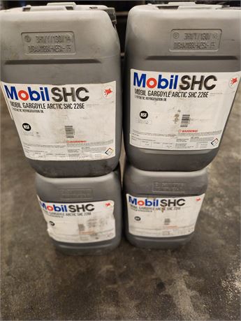 Mobil Gargoyle Artic SHC 226E/226  Compressor Oil in 5GL Pails (Lot of 5)