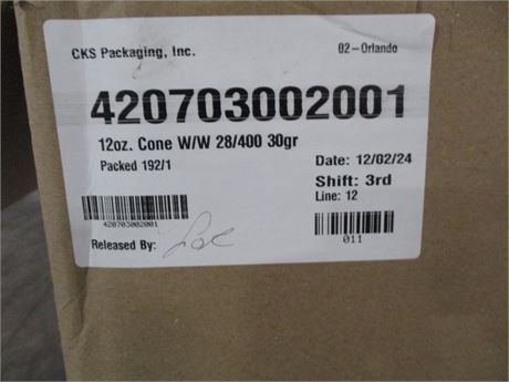 12 OZ HDPE CONE WHITE BOTTLE 420703002001